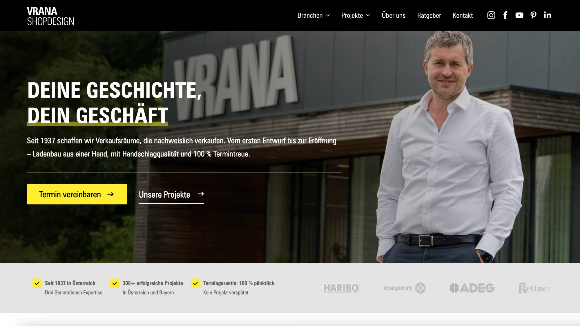 Website von Vrana Shopdesign, umgesetzt von maxonline